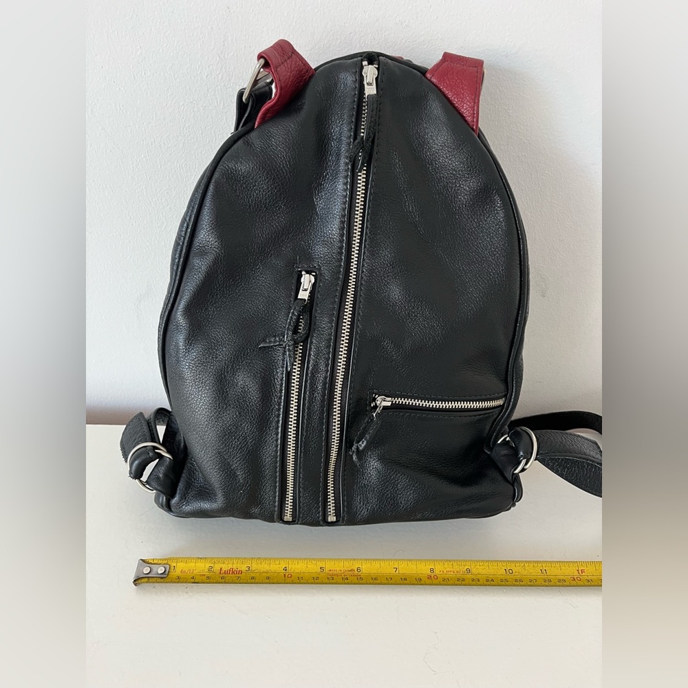 Anita Jackel Natural Leather Sling Turtle Backpack Red Black Canadian Made - Picture 8 of 11